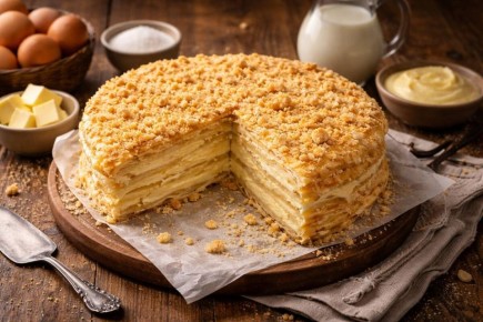 Порадуйте близких: домашний торт «Наполеон», который тает во рту