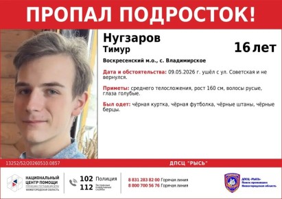 Внимание, в Нижегородской области в районе озера Светлояр пропал 16-летний юноша