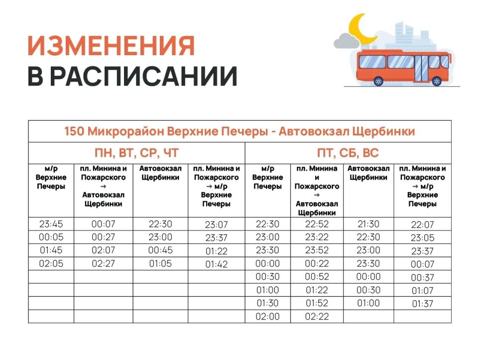 Очередные изменения произошли в расписании нижегородских ночных маршрутов