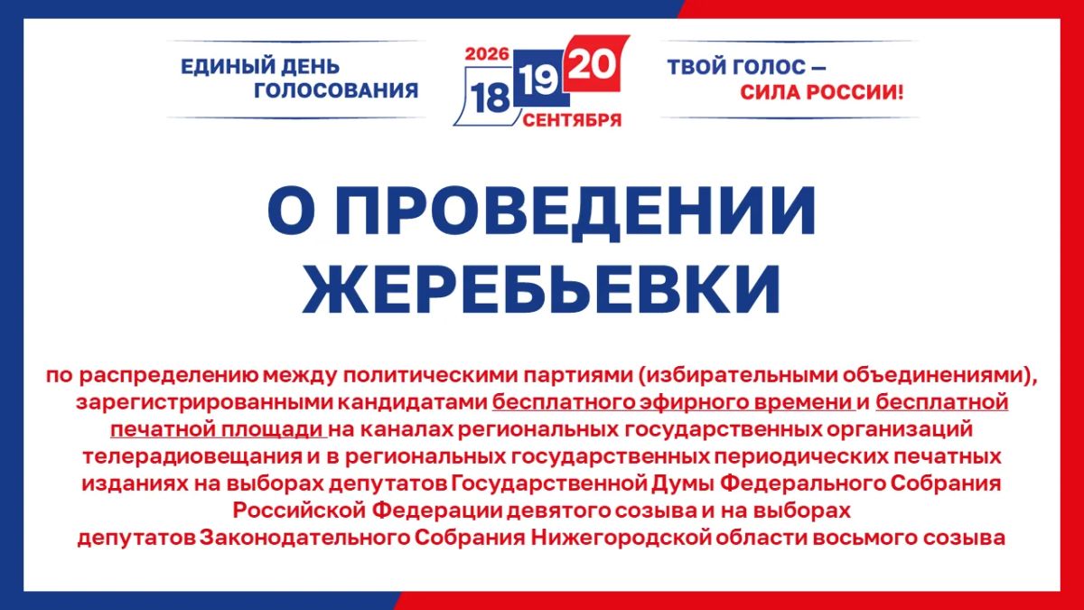 Жеребьевка по распределению бесплатного эфирного времени и бесплатной печатной площади для проведения предвыборной агитации