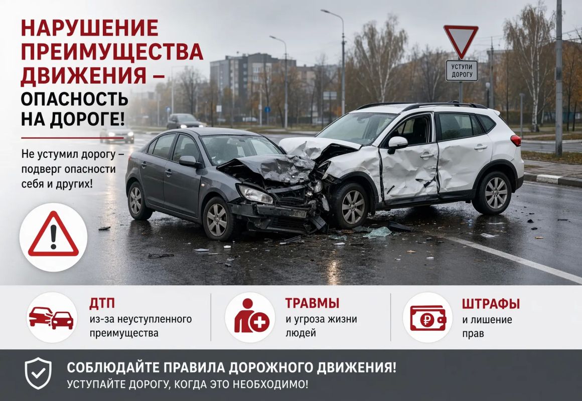За прошедшие выходные в области наблюдался рост ДТП из-за нарушений правил преимущества движения