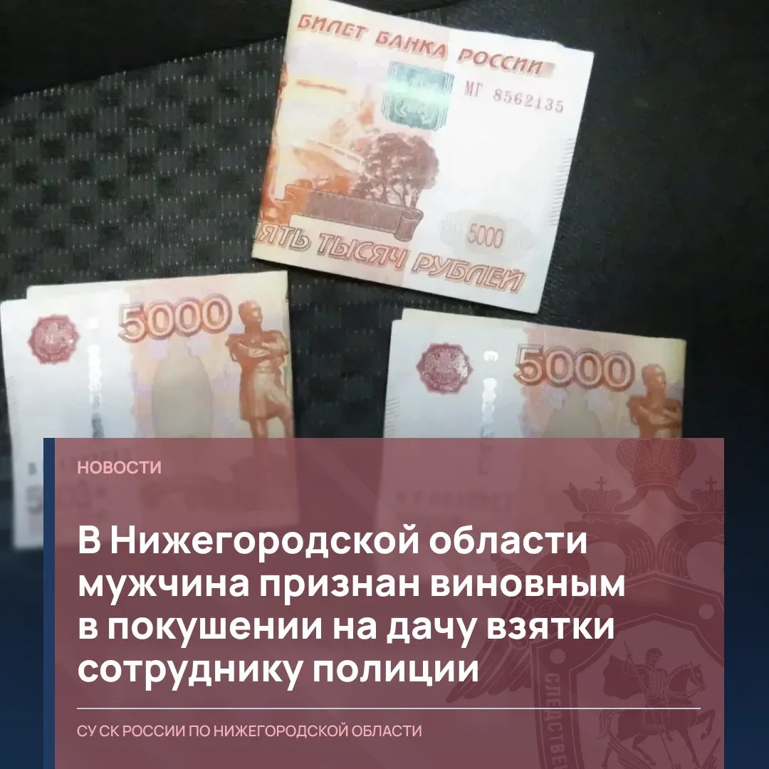 В Нижегородской области мужчина признан виновным в покушении на дачу взятки сотруднику полиции